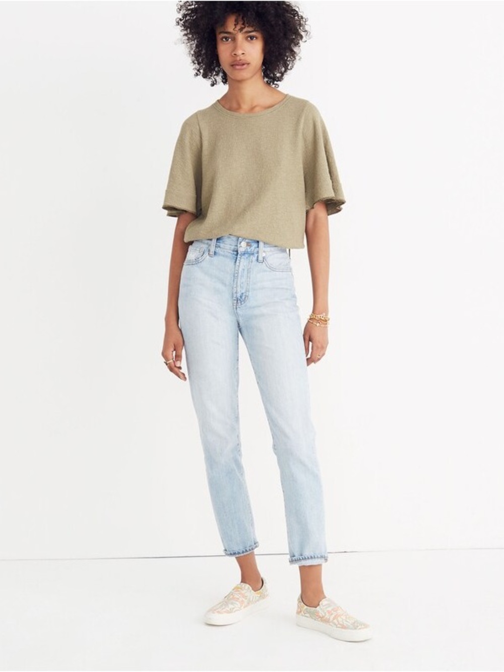 Madewell Texture & Thread Flutter-Sleeve Women’s Top size Small